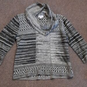 Kim Rogers Black and Gray Cowl Neck Sweater